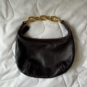 Madewell The Mini Bag - Elegant Brown Leather Bag with Gold Chain